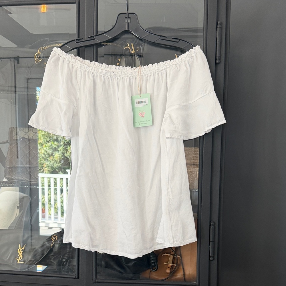 White Off-Shoulder Women's Top, purchased in Mallorca Spain.